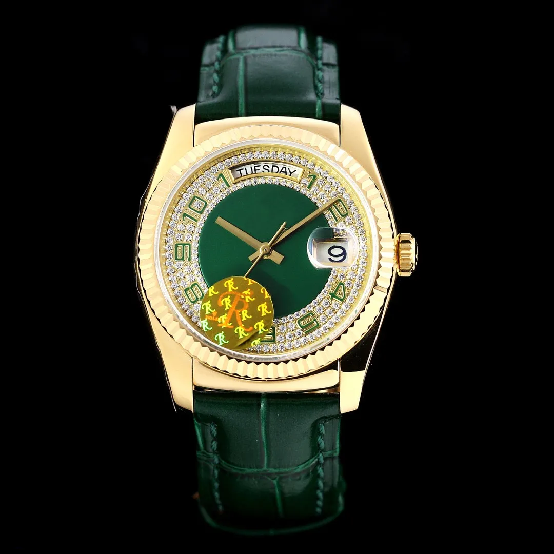 Women's fully automatic mechanical watch comfortable cowhide strap 36mm diameter hand set diamond technology Christmas gi339O