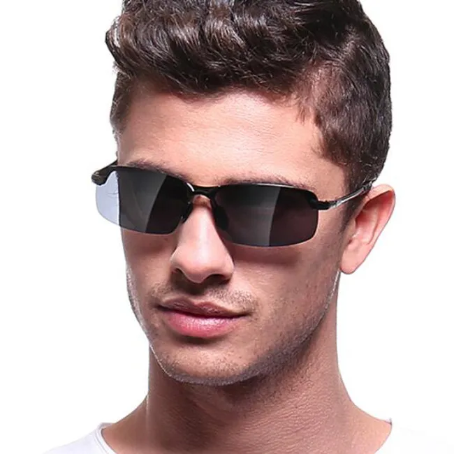 Lunettes de soleil polarisées carrées pour hommes, 66mm, Vision nocturne, verres de styliste de jour et de nuit, lunettes de soleil UV400 avec étui227F