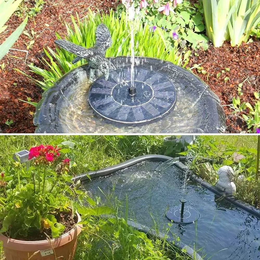 Bird Bath Fountain 7V 1 4W Solar Fontein Fountain Solar Powered Fuente Floating Water Pump 3 Sprinkler Heads Solaire Fontaine Q0812165