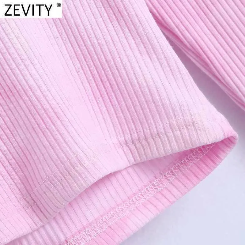 Zevity Spring Women Simply Tie Dyed T-shirt con cappuccio Donna manica lunga Chic Camis Tank Casual Slim Knitting Crop Tops LS7631 210603