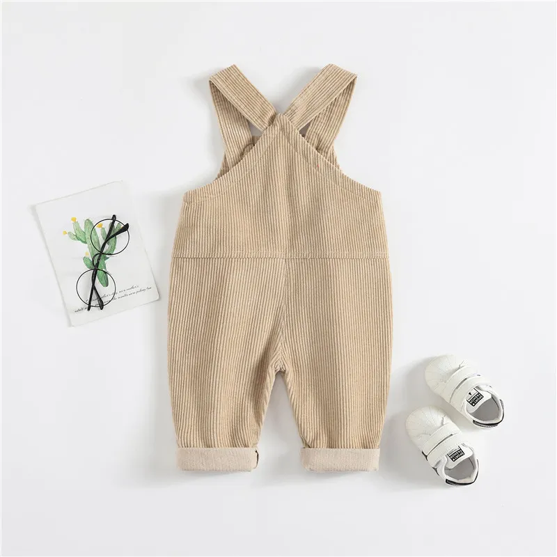 Children's Suspenders Pants Spring Autumn Corduroy Kids Overalls Casual Cotton 1-4 Years Baby Boys Birls Clothes 210515