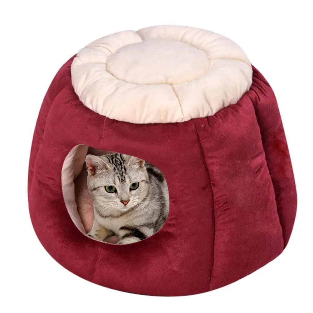 Hiver chaud chenil chat maison doux et confortable nid pour animaux de compagnie sac de couchage semi-fermé chat tente petits chiens moyens animaux maison grotte 210401