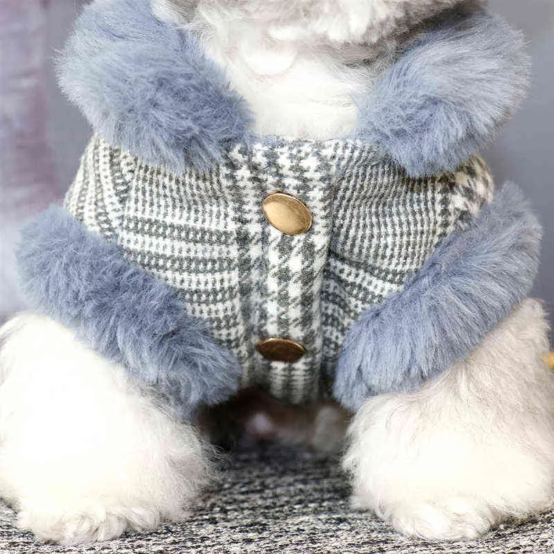 Jesień i zima pogrubiony ciepły pies płaszcz zwierząt domowych Bichon VIP Pomorski Teddy Schnauzer Małe ubrania dla psów 211106