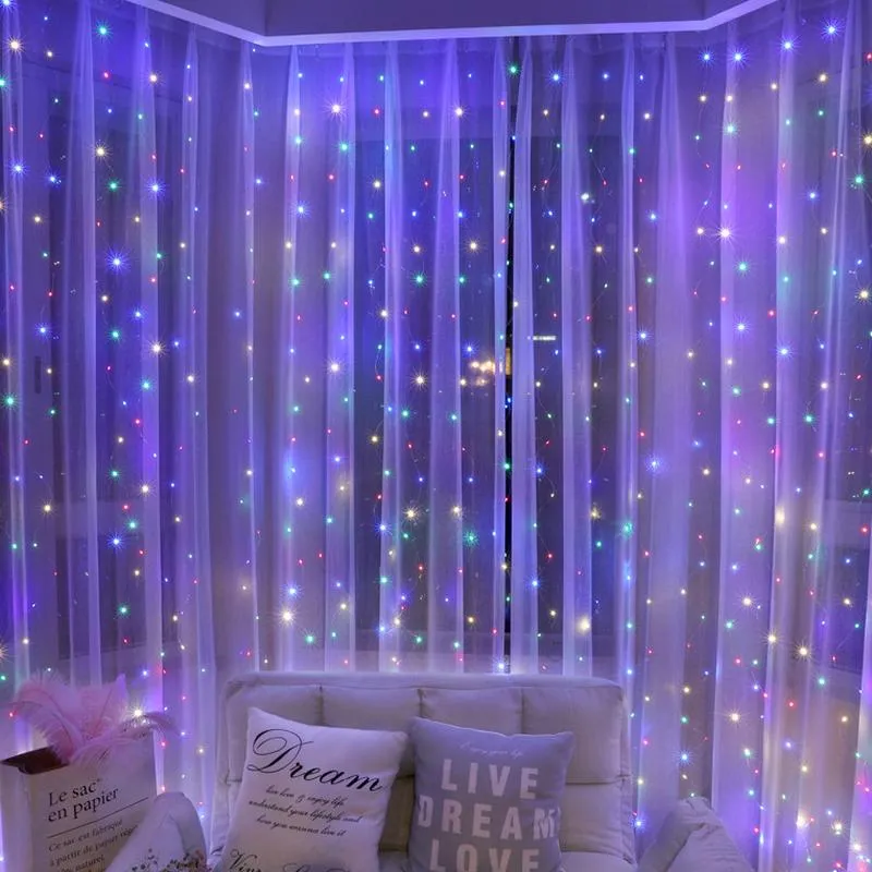 Strängar 3m LED Fairy Lights Garland Curtain String USB Festoon Remote Year Lamp Jul Decoration for Home217i
