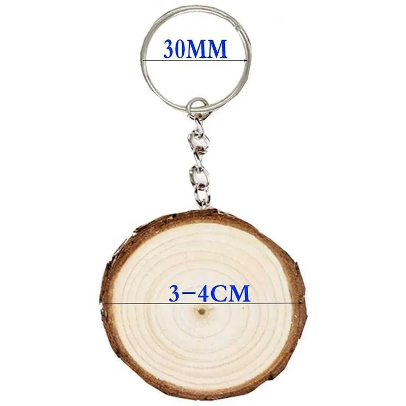 Labelsキーホルダーのキーホルダーのキーホルダーのキーホルダー丸い木製のリングの空白キーチェーンのための空白のキーチェーンのためのタグH0915