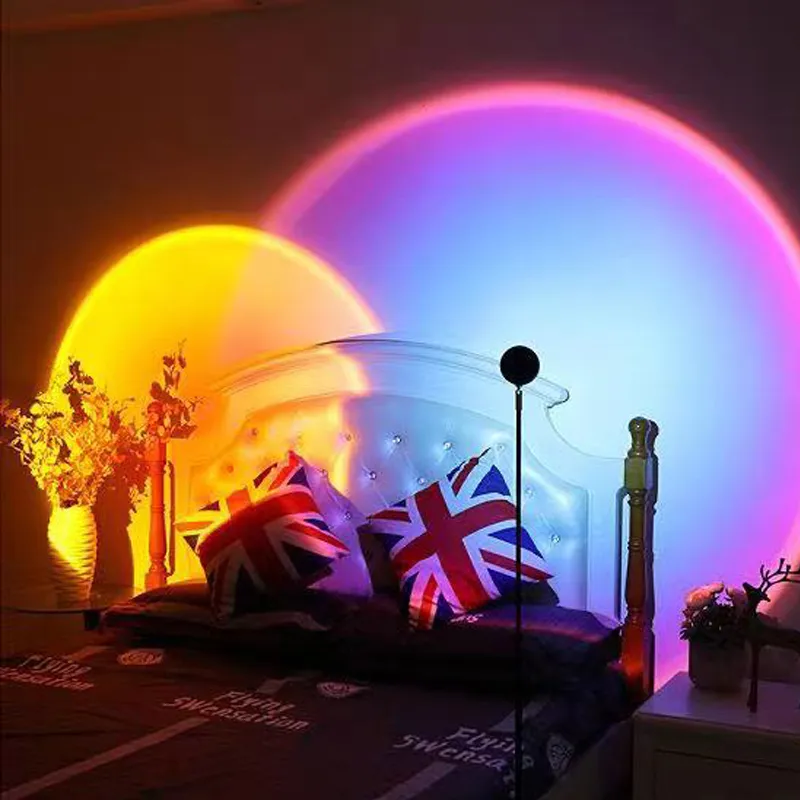 Gün batımı usb led gece ışık gökkuşağı projeksiyon lambası atmosfer güneş projeksiyonu yatak odası arka plan duvar tiktok dekorasyon9410408