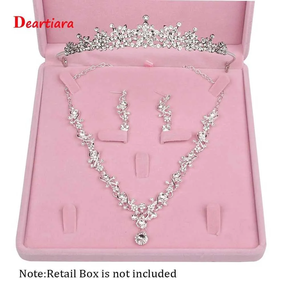 Cristal Diadème Collier Boucle D'oreille Ensemble De Mariage Bijoux De Mariée Headpiece H1022