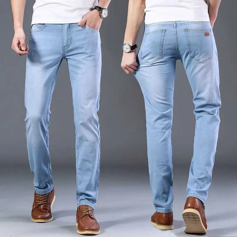 SULEE marque mode hommes décontracté mince et léger jean moulant pantalon serré pantalons couleurs unies 210622