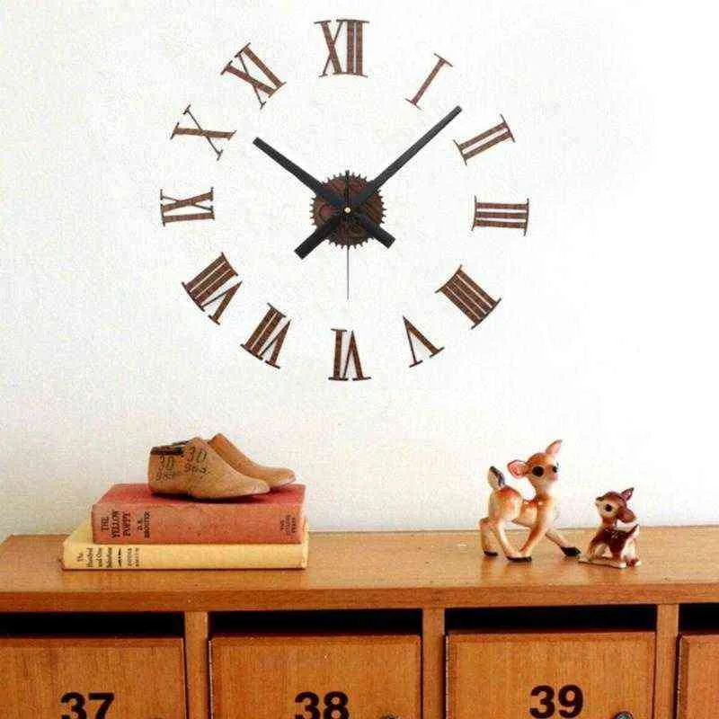 Dreamburgh 3D Wall Clock Creative Wooden Gear DIY Clock Quartz Movement Mechanism Repair Set Home Decor Kit Parts Tool H1205i