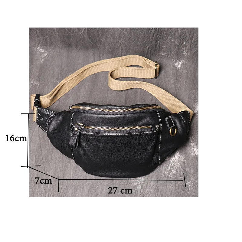 Sac de taille de mode noir en cuir souple Fanny Packs mâle fête épaule hommes fronde messager