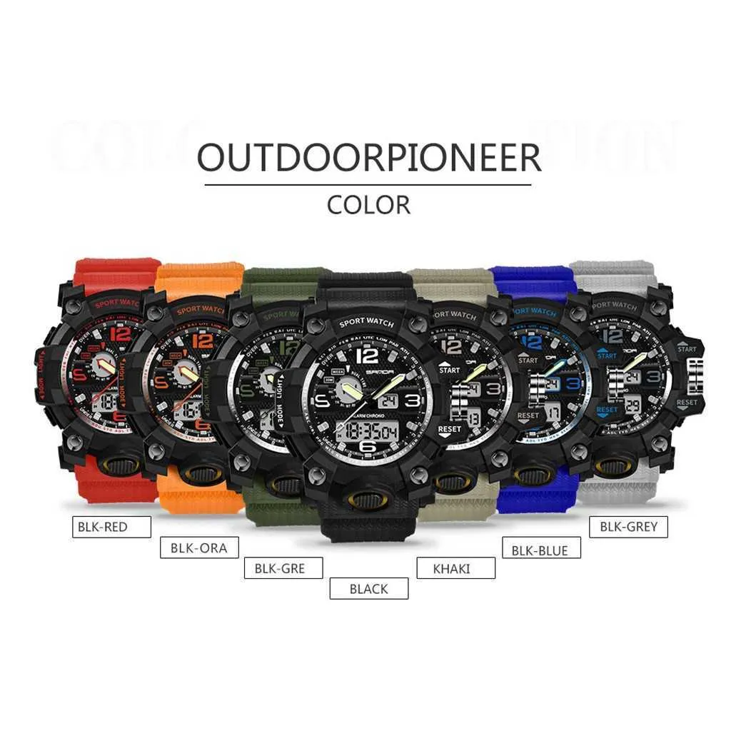 Men Sport Watch High Quality Multifunctional Dual LED Display Waterproof Electronic Quartz Wrist watch For Man Relojes Mujer G1022