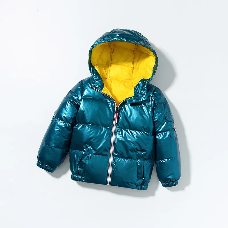 ファッションデザインシルバーダウンジャケット厚くなったユニセックス冬の子供用コート100-160cm
