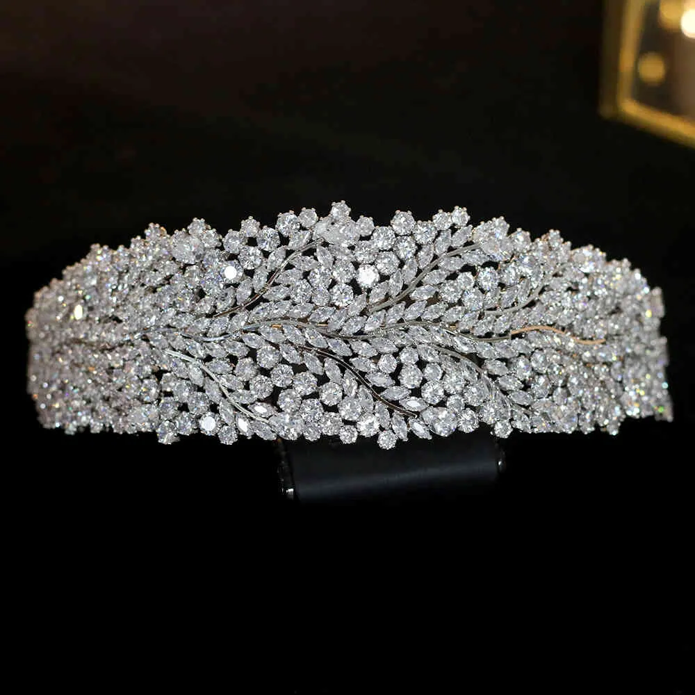 2020 cristal zirconia cúbica nupcial boda tiara diadema flor accesorios para el cabello joyería de belleza corona de cristal