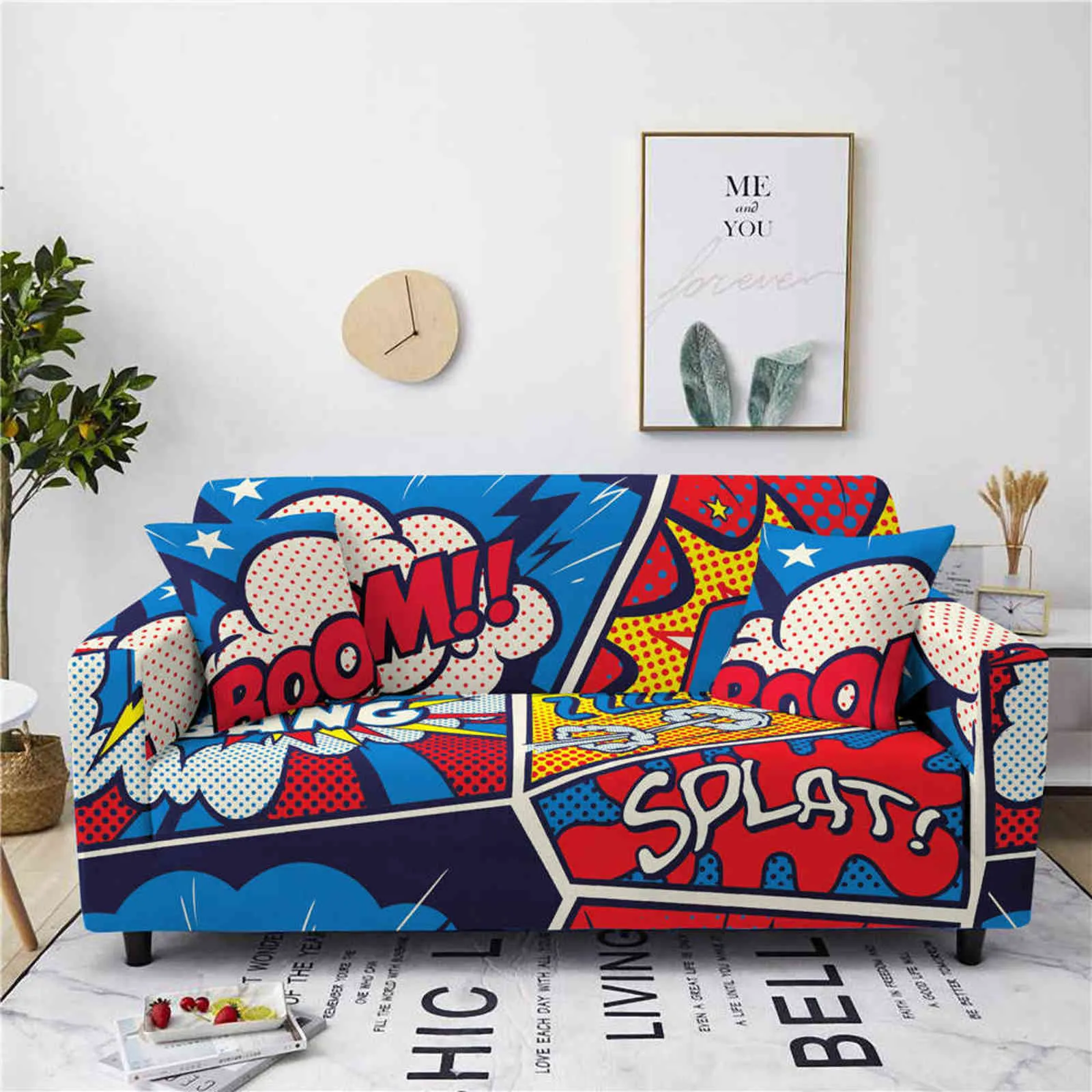 Cartoon Anime Sofa Cover for Living Room Furniture Protective Elastic Couch Anti-Dirty Pet Stretch All Inclusive Slipcover 211116