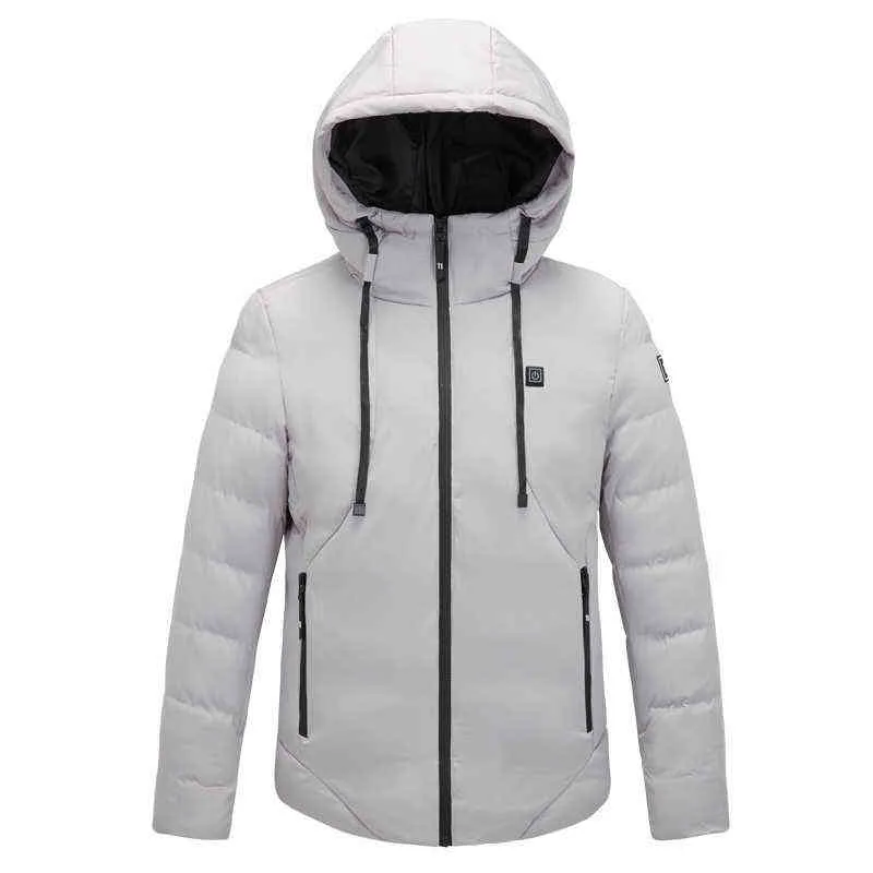 Hommes Femmes Coton Manteau USB Smart Électrique Vestes Chauffantes Hiver Épaissir À Capuchon Randonnée En Plein Air Vêtements De Ski 7XL 211110