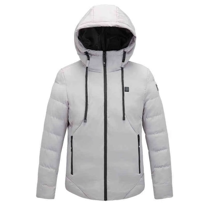Men Women Cotton Coat USB Smart Electric Heated Jackets Winter Thicken Down Hooded Outdoor Hiking Ski Clothing 7XL 211110