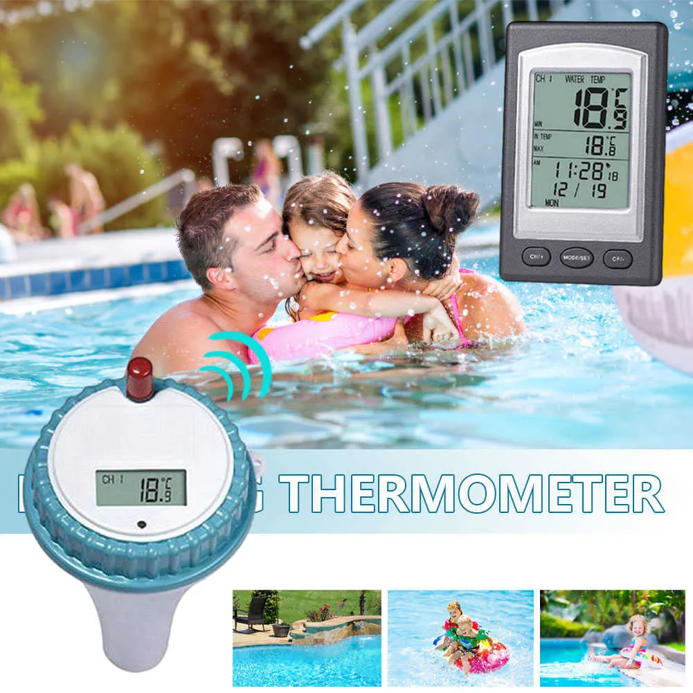 Плавучий термометр беспроводной бассейн Термометр В ванне Home Demperation Swim Meter Calendar Clock 4060C2282287