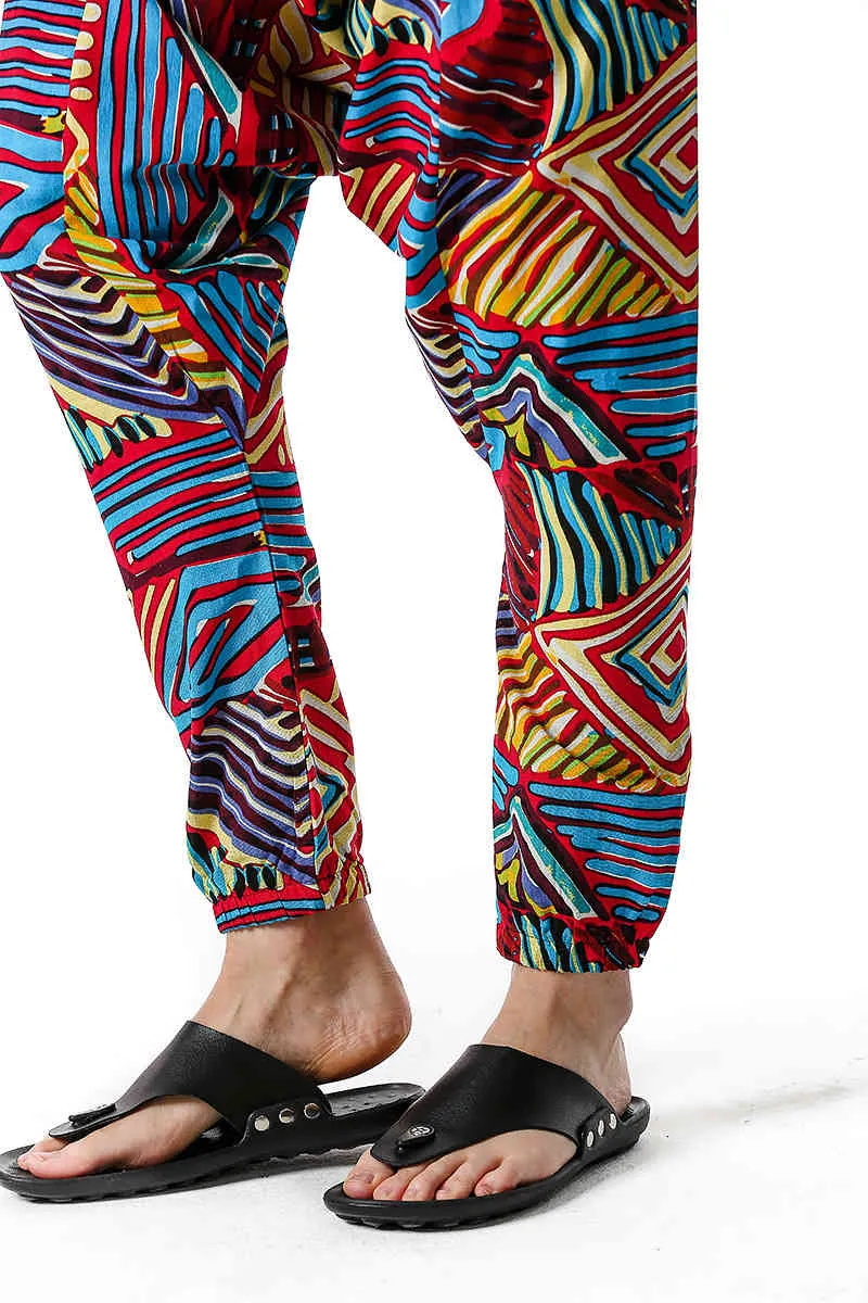 Hippie da uomo Baggy Boho Yoga Harem Pants Vertigini Modello africano Stampa Genie Pantaloni della tuta Cotone Casual Hip Hop Pantaloni Ankara 210522