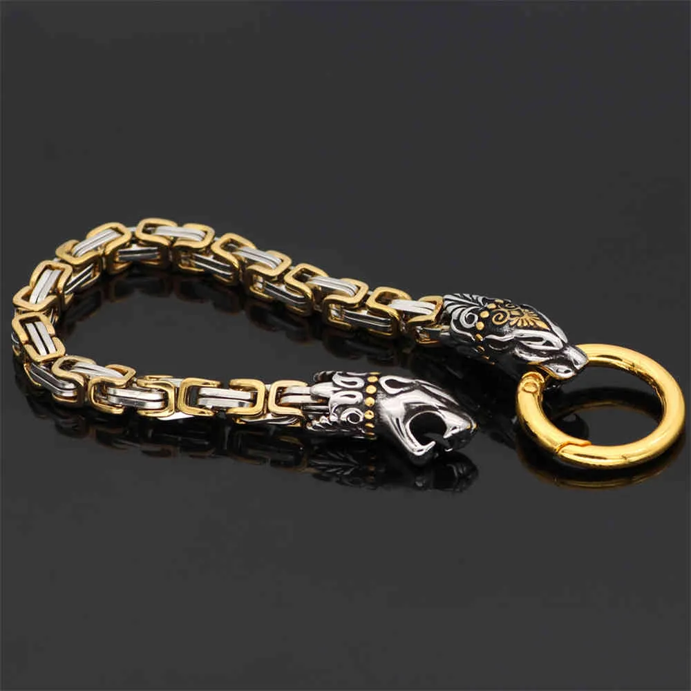 Nie verblassen Viking Dragon Head Armbänder Männer Gold Edelstahl König Kette Schlange Armband Nordic Amulett Punk Männlichen Schmuck Geschenk