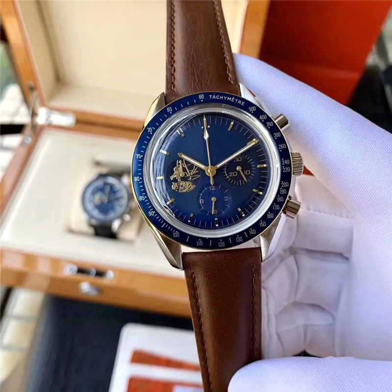 Najlepsze marki szwajcarskie zegarki dla mężczyzn Apollo 11 50. rocznica deisgner zegarek kwarcowy ruch wszystkich wykładów księżyca