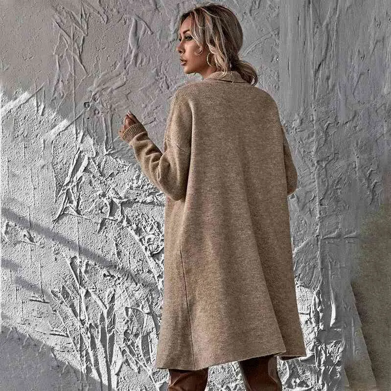 Elegante cardigan lavorato a maglia casual maglione da donna autunno inverno cardigan lunghi larghi a maniche lunghe oversize 210508