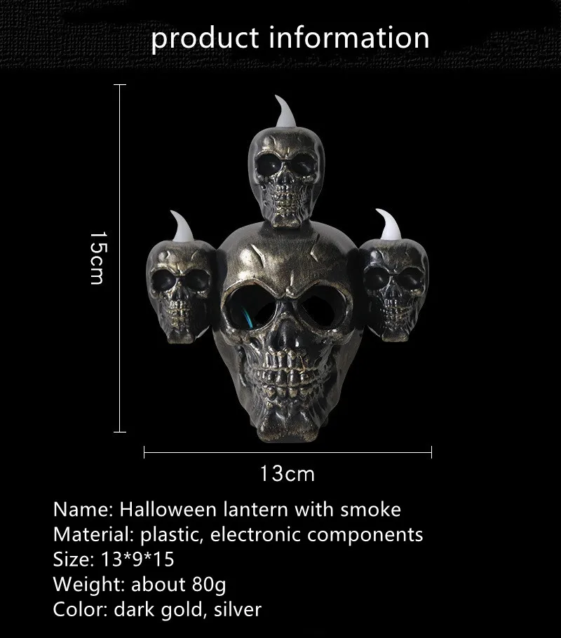 Halloween neues Produkt Rauch Horror Schädel Kopf Lampe Kürbis Lampe LED elektronische Kerze Licht Spukhaus Dekoration Requisiten