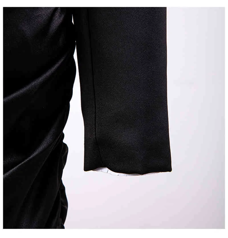 [EAM] femmes noir plis évider robe col carré manches longues bouffantes coupe ample mode printemps automne 1DD6946 21512