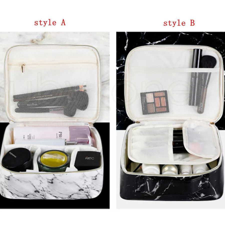 Marbling Makeup Cosmetic Zipper Bag Fashion Travel Poratble Wash Bags Handväska PU Multi-Function Storage Bags 