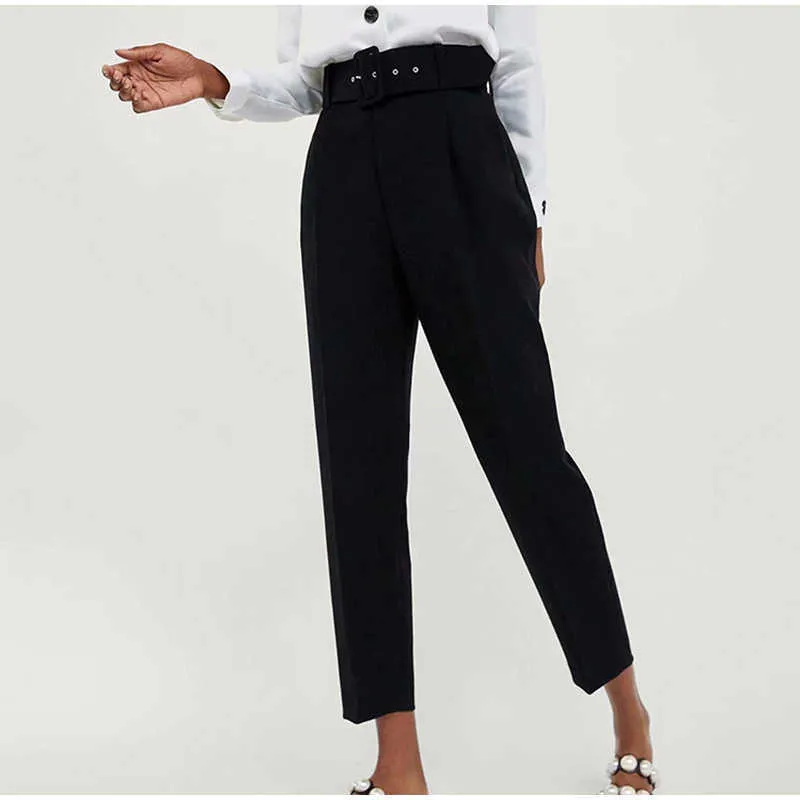 High Waist Pink Harem Pants With Belt And Pockets Ankle Length Office Lady  Purple Trousers Women For Spring Fashion 211007 From Bai06, $21.92