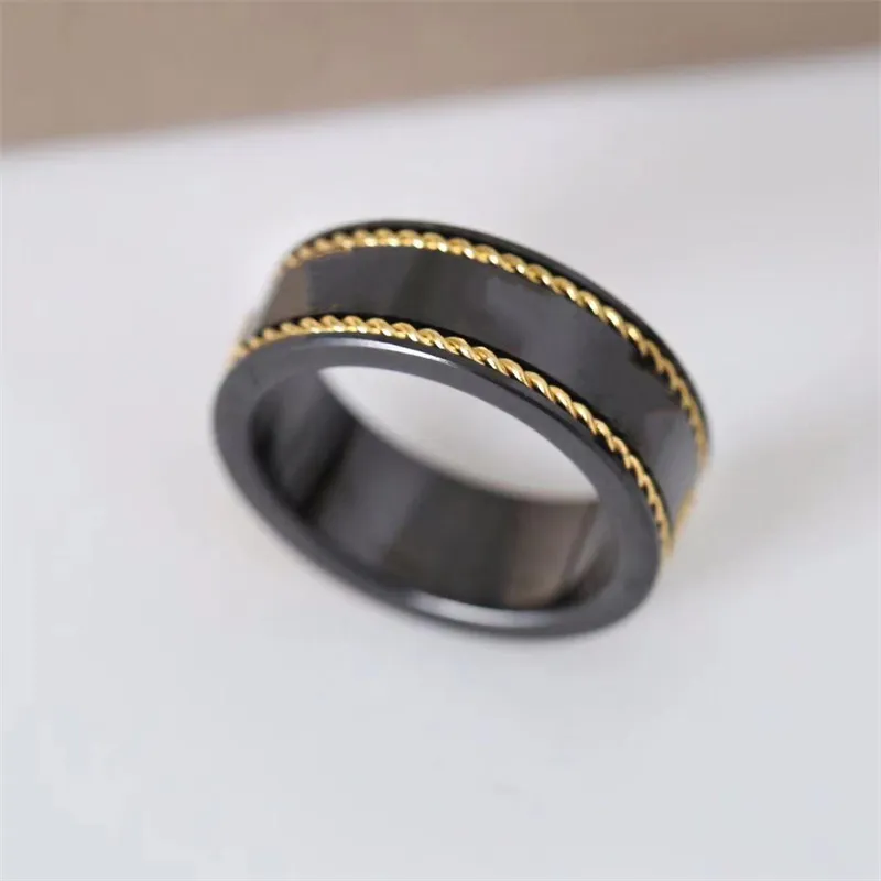 Roségold Designerringe Herren Damen Weiß Schwarz Keramikring Luxus Herrenschmuck Charm Brief Freundschaft Italien Modeschmuck wed228b