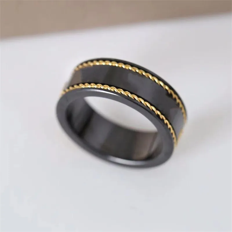Rose goud designer ringen mannen vrouwen wit zwart keramische ring luxe mannen sieraden charme brief vriendschap Italië mode-sieraden wed228b