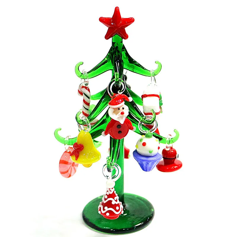 الزجاج شجرة عيد الميلاد الحلي مع 12 مصغرة اليدوية لطيف عيد الميلاد الديكور قلادة سحر الملحقات عطلة حزب الهدايا للأطفال