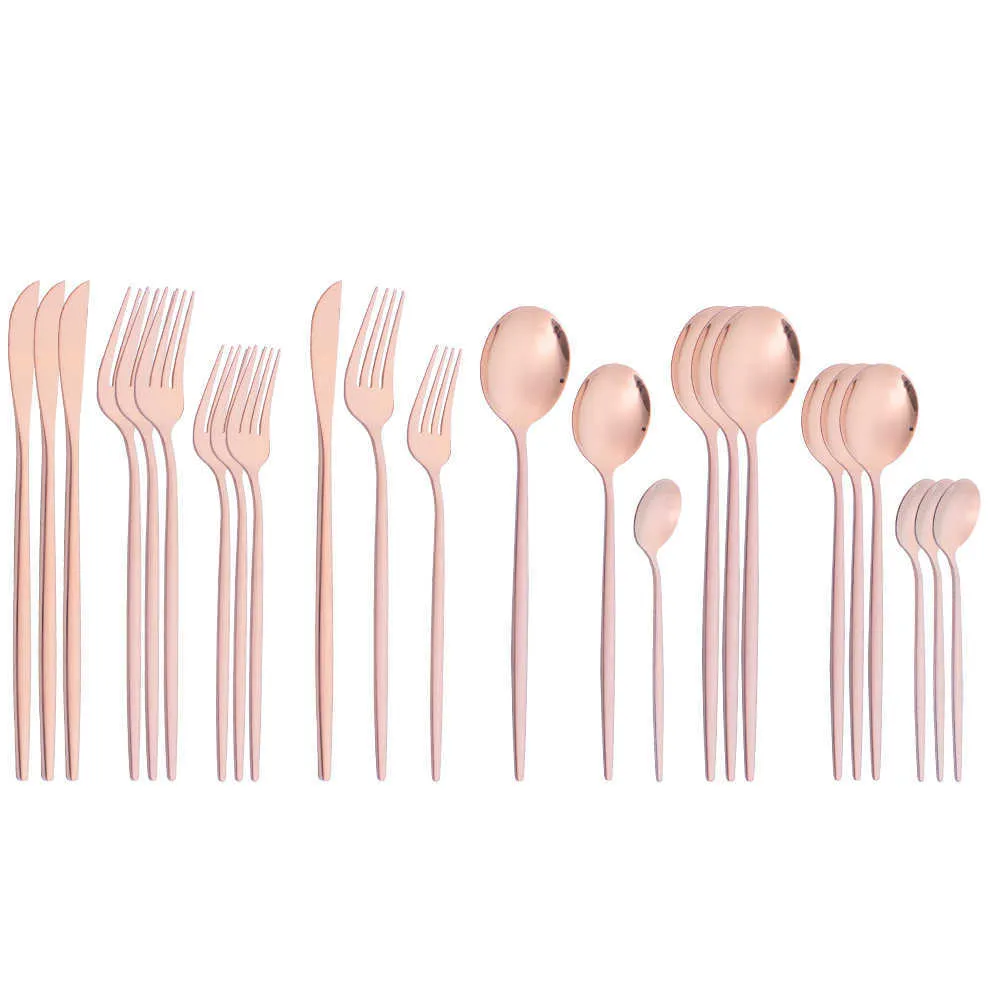 Covered Golden Stainless Steel Cutlery Gold Tableware Cutlery Dinner Set LNIFE Fork and Spoon Couverts De Table Vaisselle X02353