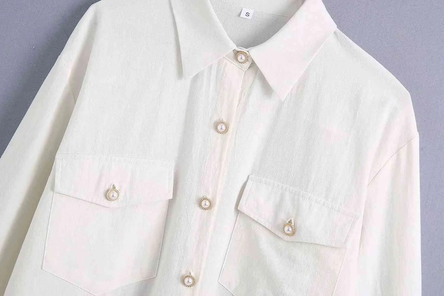 قميص طويل الأكمام أزرار إطفاء ذوي الياقات البيضاء الأساسية عارضة في سن المراهقة جريل الأبيض أنثى أنيقة قمم فضفاض بلوزة 210520