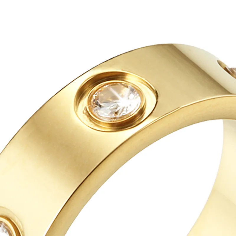 Love Screw Ring Herren-Bandringe 6 Diamanten Designer-Luxusschmuck Damen Titanstahl Volldiamant vergoldet Handwerk Gold Silber2151595