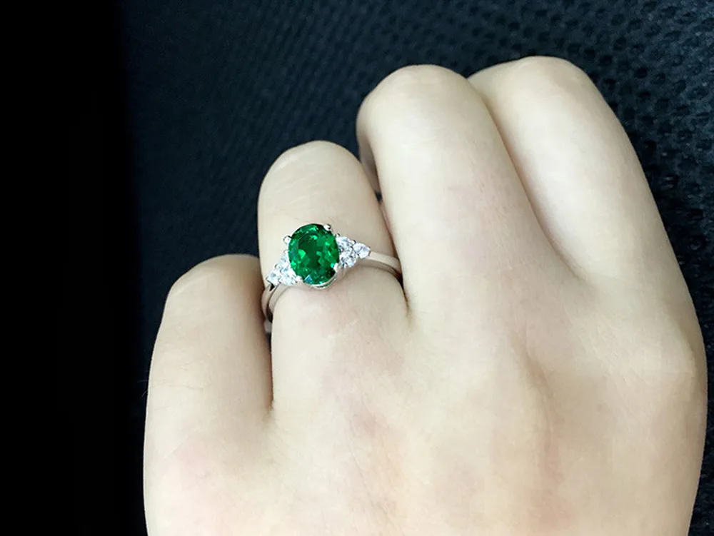 Кольца с зеленым овальным цирконом и лабораторным изумрудом для женщин, обручальное кольцо из 100% настоящего стерлингового серебра 925 пробы с драгоценным камнем, женские свадебные украшения Gift250S
