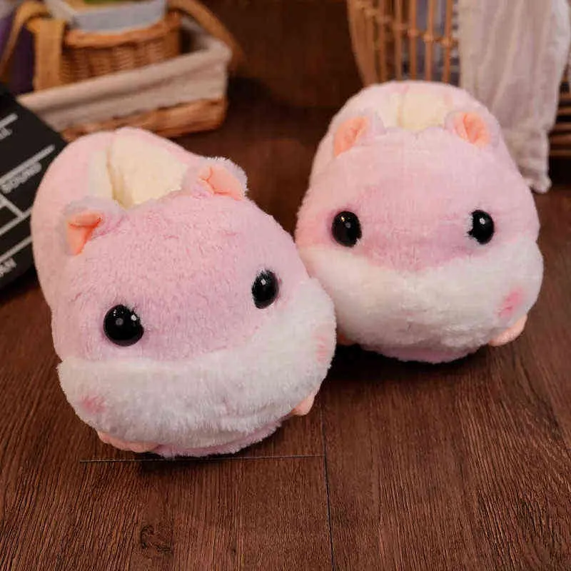 Cartoon Duck Couples Non-Slip Furry Slides For Women Lovely Comfor Casual House Slippers Fashion New Flat Light Plush Shoes H1122