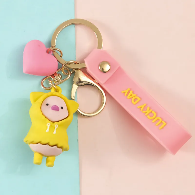 Cartoon Windbreaker Pig Key Rings Pendant Lovely Flying Duck Key Chain Female Bag Accessories