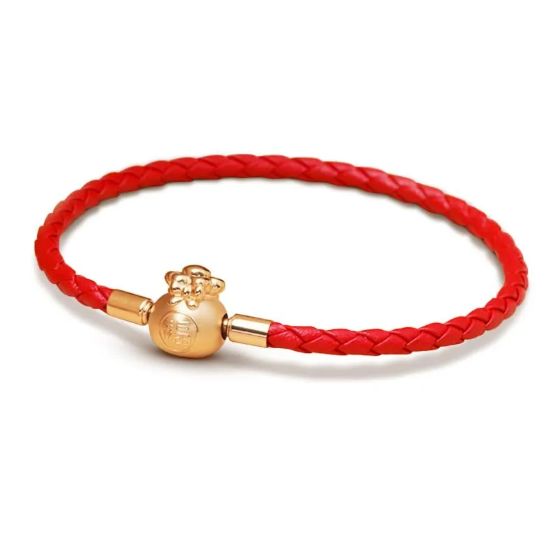 Bracelets porte-bonheur bijoux de mode pour femmes sac de bénédiction Bracelet chanceux recruter richesse en cuir rouge cadeaux de fête d'anniversaire 293G