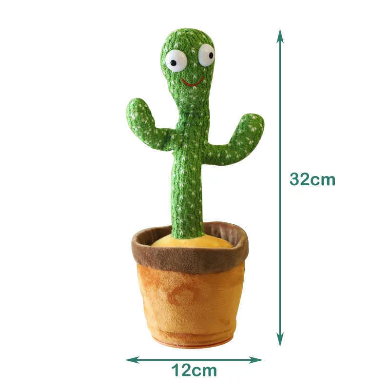 Jouet Cactus dansant pour le corps avec chanson, en peluche, pour enfants, plante en peluche, musique secouante, 21080464279624329684