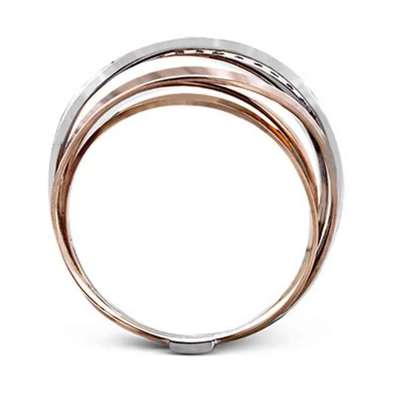 クリエイティブマルチレイヤートゥイングステンレス鋼の結婚指輪女性用ヴィンテージローズゴールドシルバーカラーエンゲージメントリングジュエリー2244