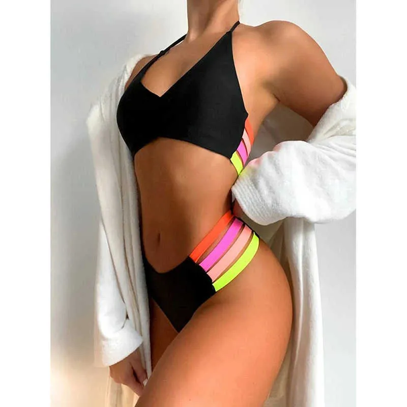 높은 허리 비키니 세트 수영복 여성 2 조각 프릴 화이트 수영복 여성 브라질 Buquini 섹시한 수영복 Bather 210621