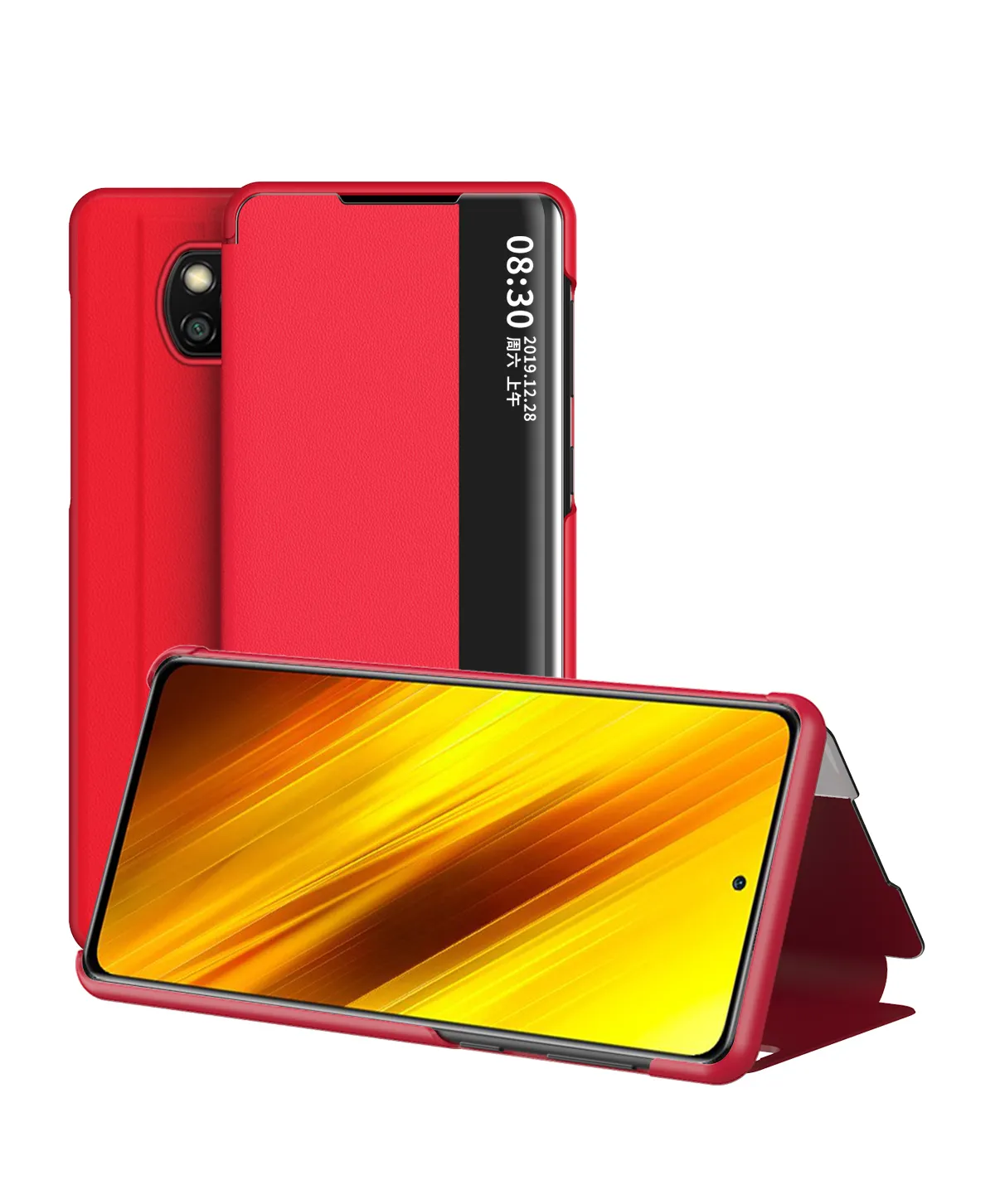 Smart Bekijk Flap Cases voor Xiaomi MI POCO X3 NFC Luxe PU Lederen zijruit Stand Case voor Redmi Note 9 9S 9A 9C achterkant