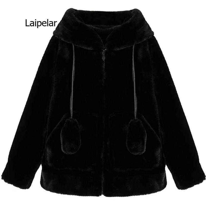 Laipelar Rabbit Ears Faux Fur Hoodie – Oversized... From Jiao02, $21.53 ...