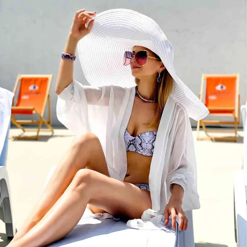Chapéu dobrável feminino grande, 70cm de diâmetro, aba grande, verão, sol, praia, chapéus whole272P