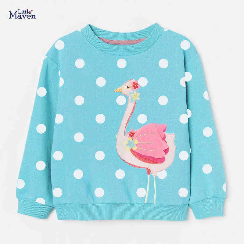 Little maven Baby Girl Clothes Toddler Autumn Cotton Christmas Animal Applique Sweatshirt Pink Unicorn Sweater for Kid 2-7 Years 211223