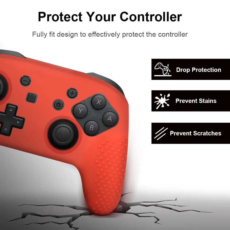 Funda de silicona para mando de Nintendo Switch Pro, funda de rejilla de piel de goma, protectora para Joystick NS, tapas para empuñaduras de pulgar