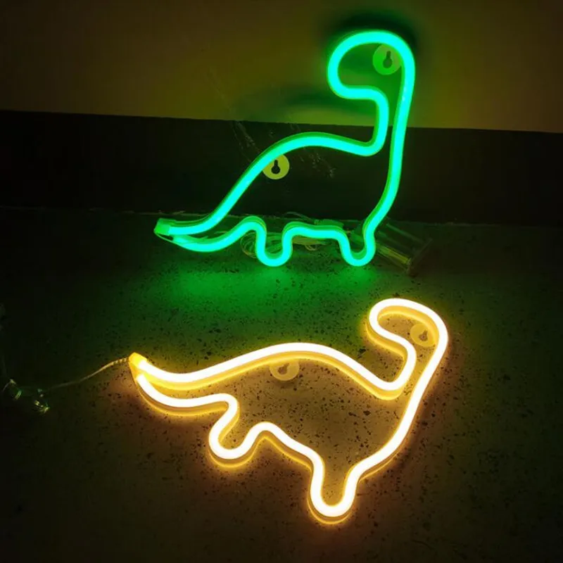 Nattljus neon dinosaurie ledde för födelsedag bröllop fest sovrum vägg hängande barn rum hem xmas dekor lampor312i