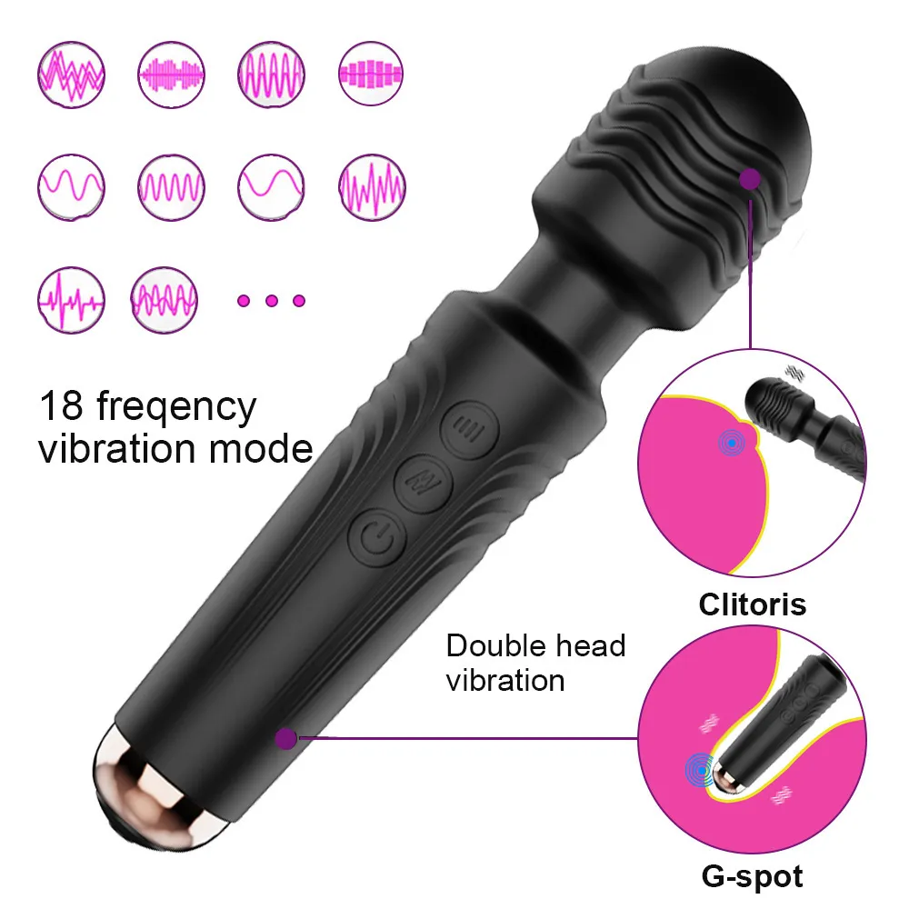 Masaż G Spot Wibratory Magia Wand Kobieta Stymulator Clitoris Masturbacja Massager AV Stick USB Ładuj Wibracyjne Sex Zabawki Dla Kobiety