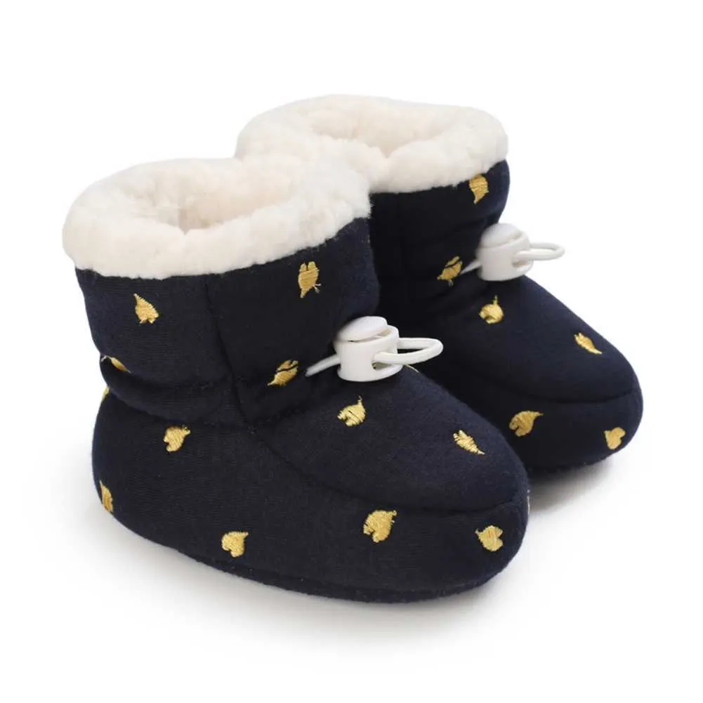 Baywell Winter born Baby Cotton Warm Booties Boy Girl Star Shoes Toddler Comfort Soft Anti-slip Infant First Walkers 211022